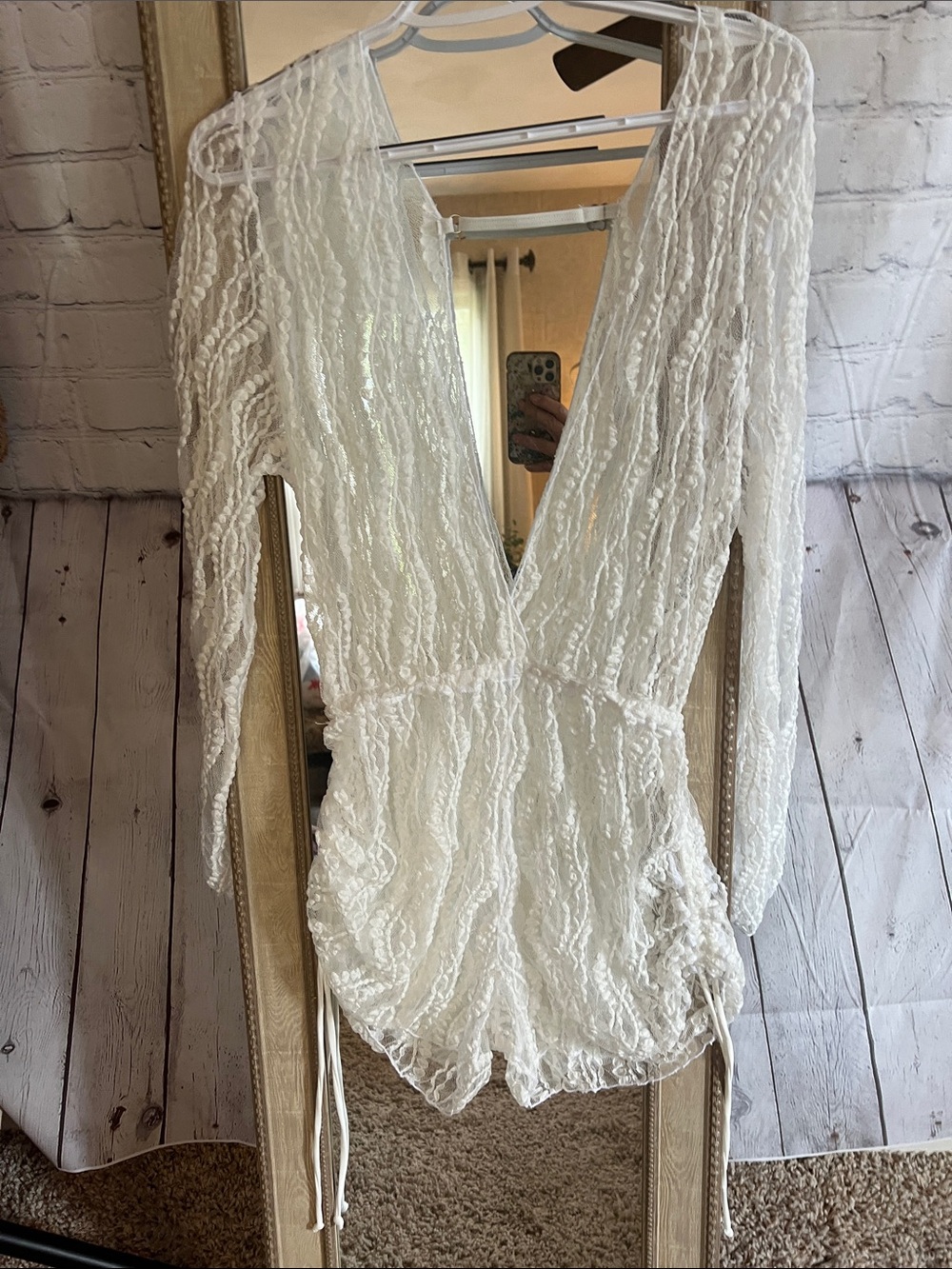 White lacey swim coverup jumpsuit